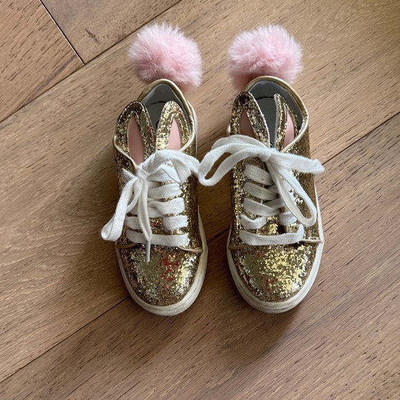 Gold Glitter Bunny Sneakers - Picture 2 of 7